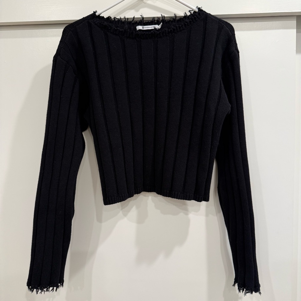 T by Alexander Wang Black Knit Cropped Sweater